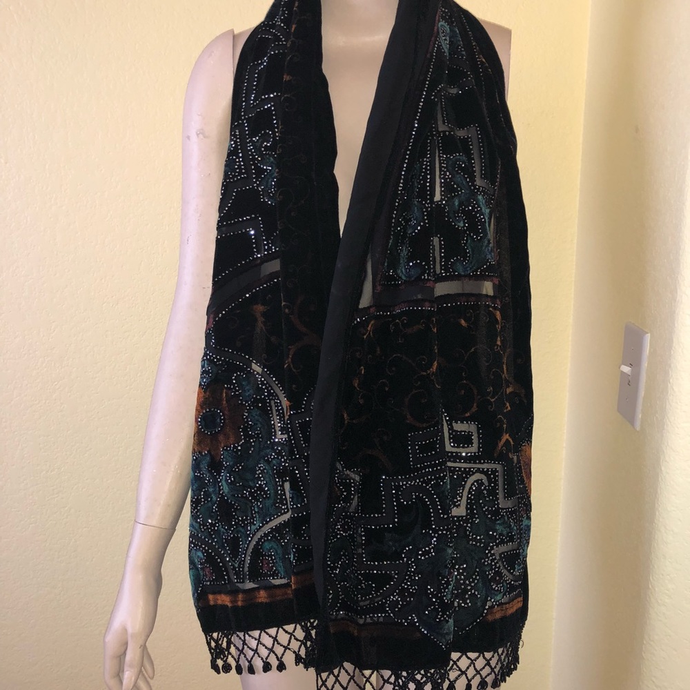 Black metallic shawl scarf
